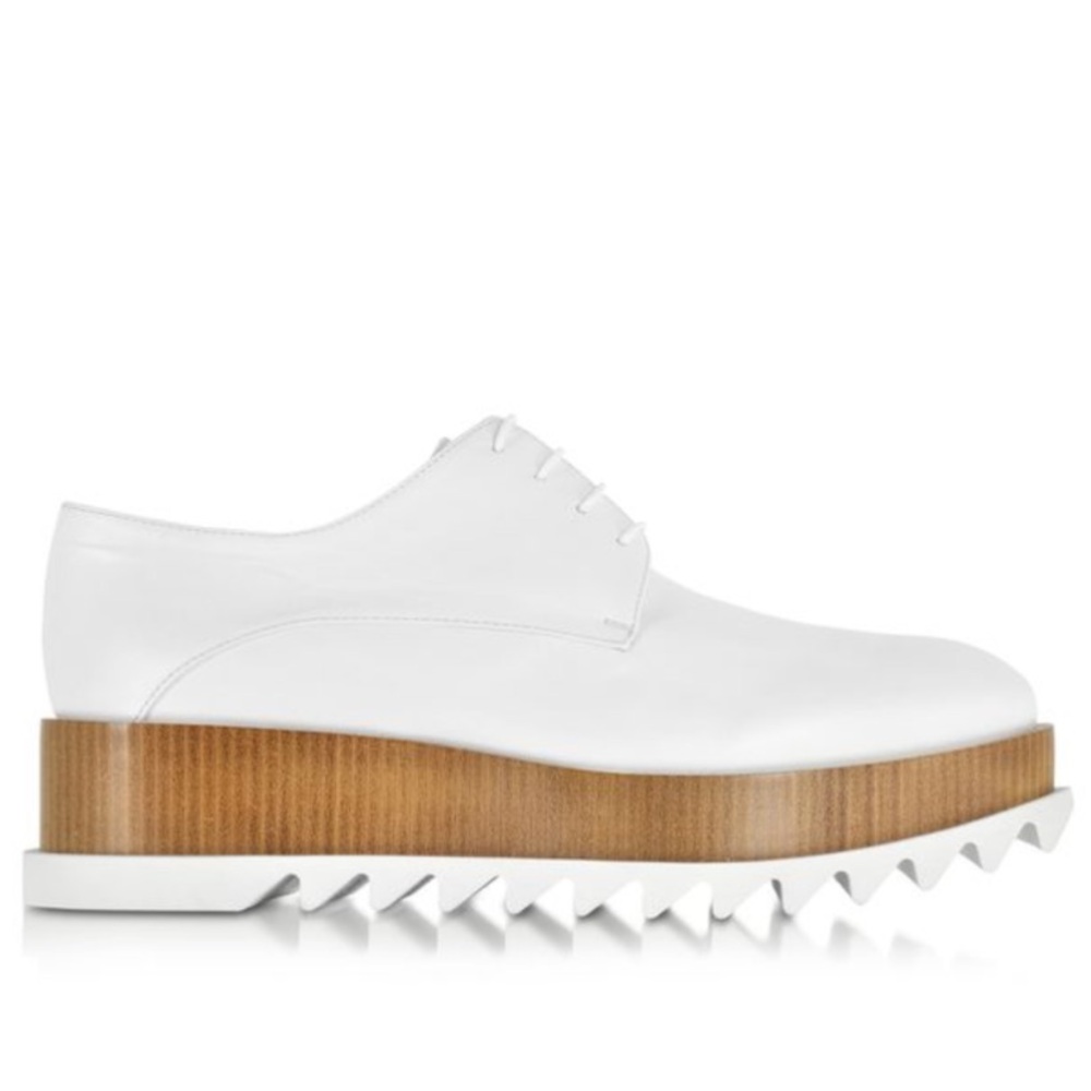Jil Sander Leather Oxford Platform Lace up Shoes Size 38 White EUC